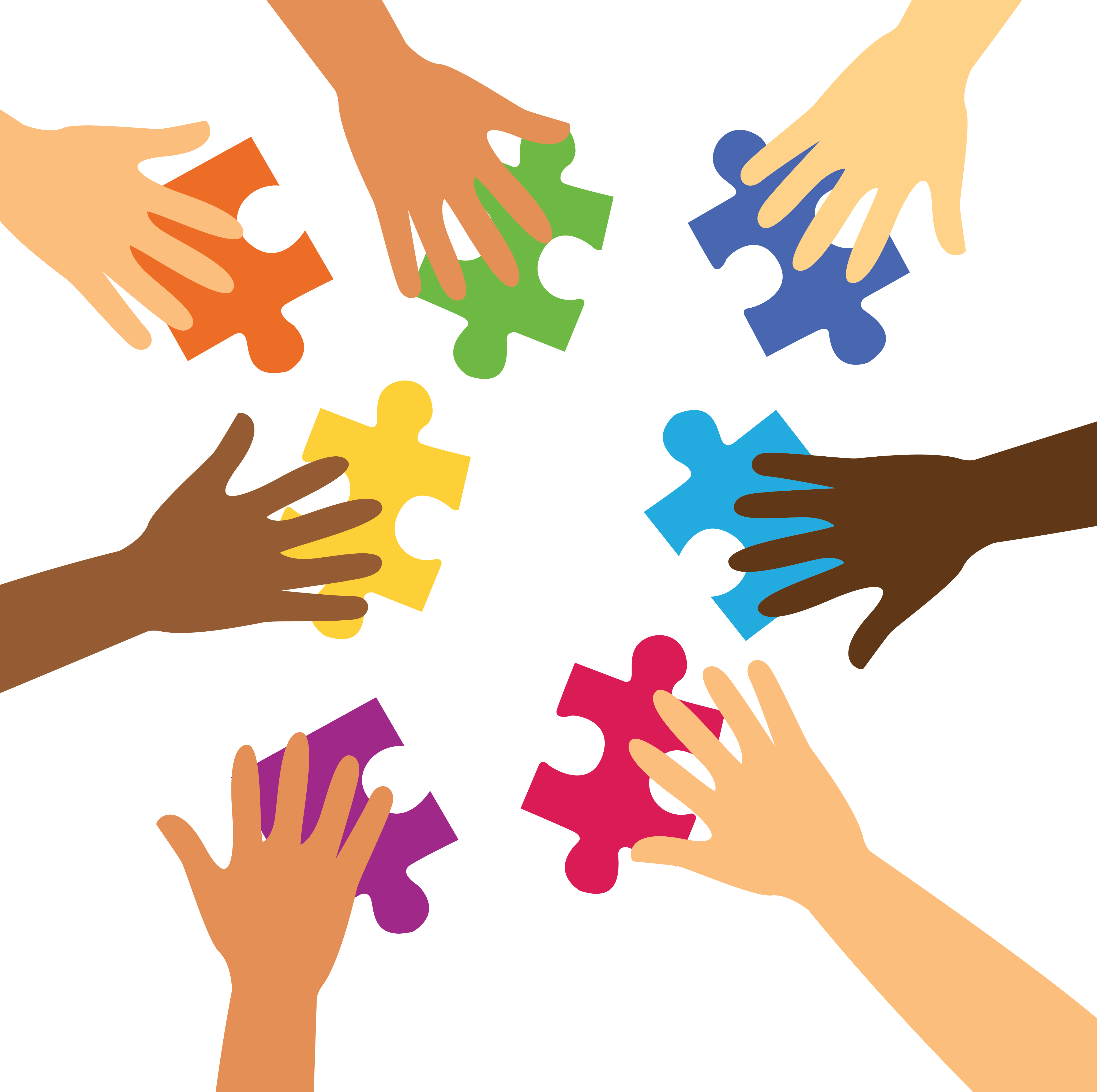 many hands holding colorful puzzle pieces 537356 ...