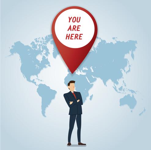 businessman with pin location icon vector