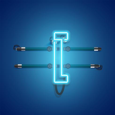 Realistic glowing blue neon charcter, vector illustration