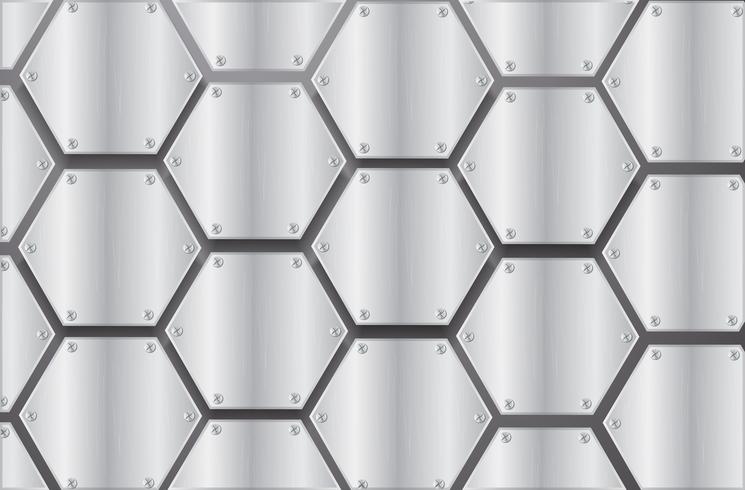 plate metal hexagon and black background vector illustration