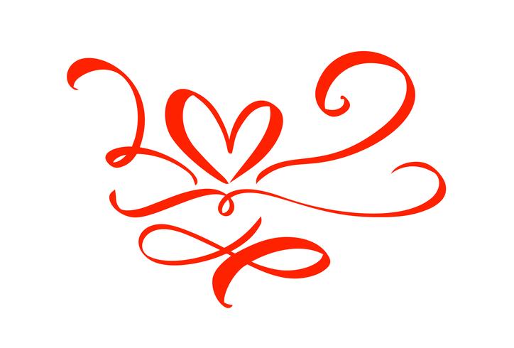 Dibujado a mano corazón signo de amor. Ilustración de vector de caligrafía romántica. Símbolo del icono de Concepn para la camiseta, tarjeta de felicitación, boda del cartel. Elemento plano de diseño del día de san valentín.