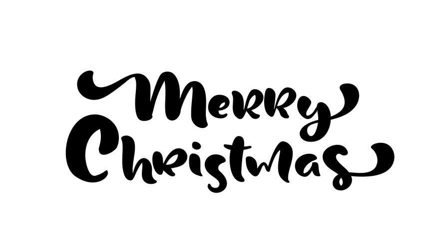 Feliz Navidad mano dibujado texto de letras Caligrafía de Navidad de la ilustración del vector en el fondo blanco. Elemento caligráfico aislado para banner, postal, diseño de carteles tarjeta de felicitación