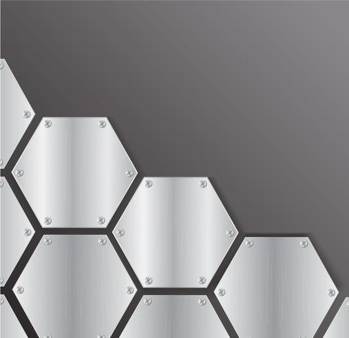 plate metal hexagon and black background vector illustration