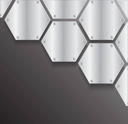 plate metal hexagon and space black background vector illustration
