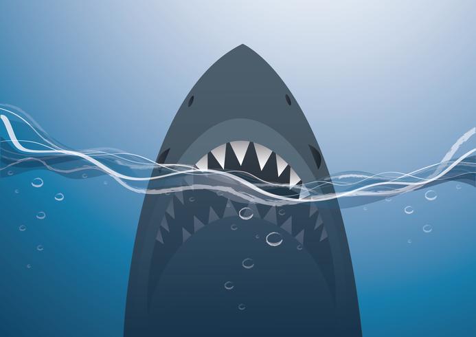 shark in the blue sea background vector illustration