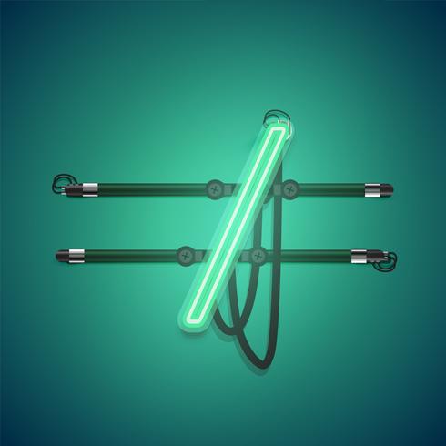 Realistic glowing green neon charcter, vector illustration