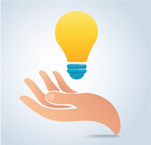 hand holding light bulb vector