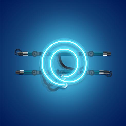 Realistic glowing blue neon charcter, vector illustration