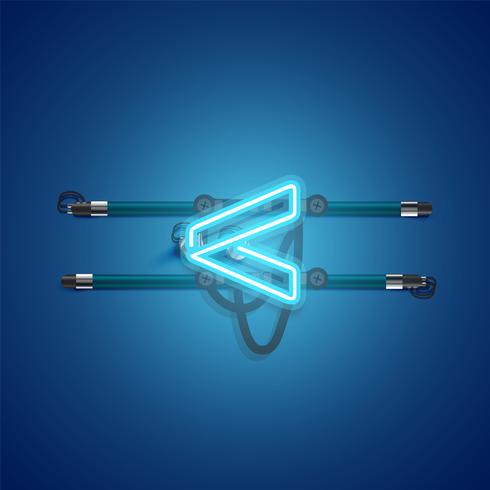 Realistic glowing blue neon charcter, vector illustration