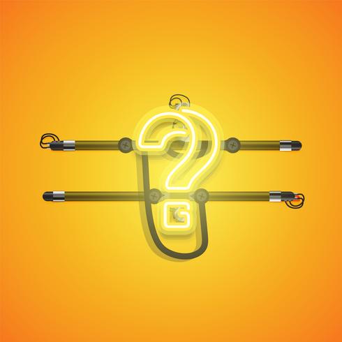 Realistic glowing yellow neon charcter, vector illustration