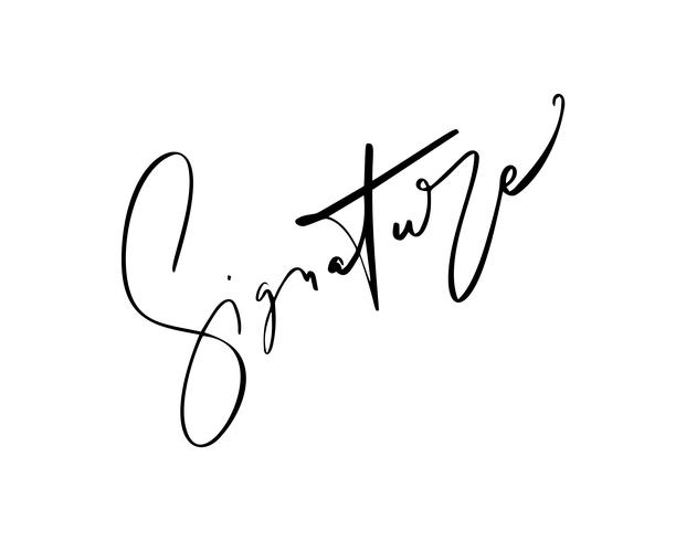 Firma manual para documentos sobre fondo blanco. Dibujado a mano caligrafía Letras ilustración vectorial vector