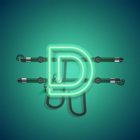 Realistic glowing green neon charcter, vector illustration