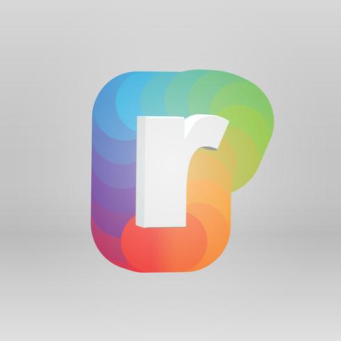 3D character from a fontset with colorful background, vector illustartion