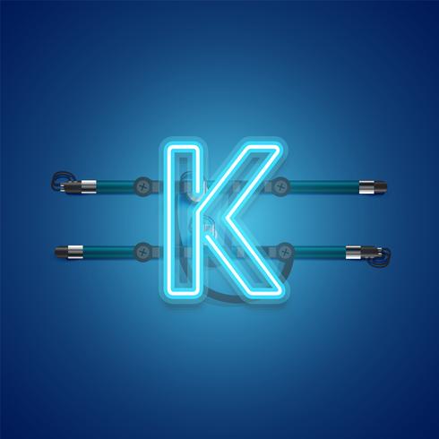 Realistic glowing blue neon charcter, vector illustration