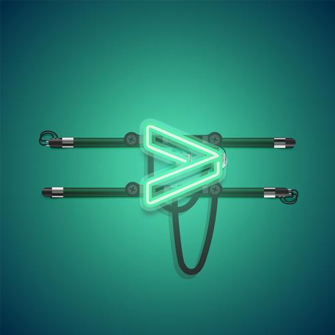 Realistic glowing green neon charcter, vector illustration