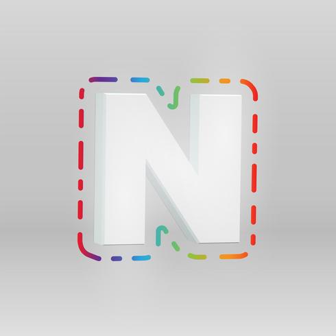 3D character from a fontset with colorful background, vector illustartion