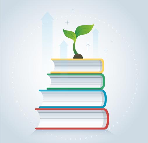 plant growth on the books icon design vector illustration, education concepts 