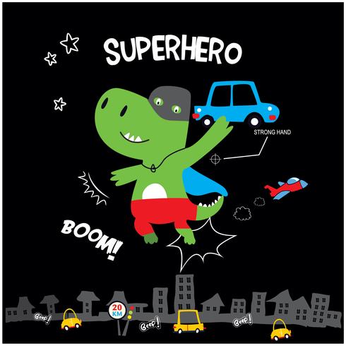 little super hero dinosaur vector