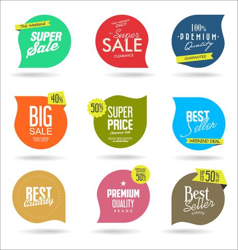 Sale banner templates design and special offer tags collection vector