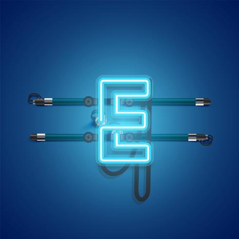 Realistic glowing blue neon charcter, vector illustration