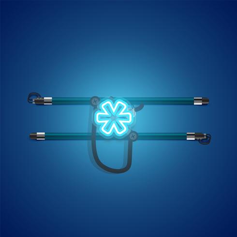 Realistic glowing blue neon charcter, vector illustration