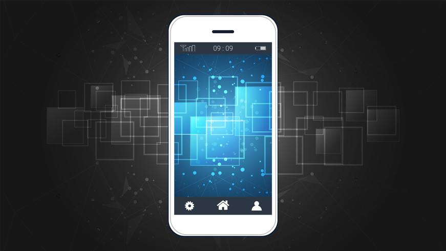 Pantalla del teléfono inteligente que muestra el fondo de placas de circuito digital vector