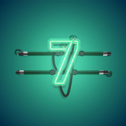 Realistic glowing green neon charcter, vector illustration