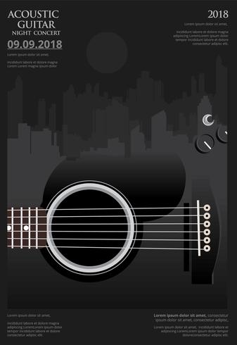 Ilustración de Vector de plantilla de fondo de cartel de concierto de guitarra