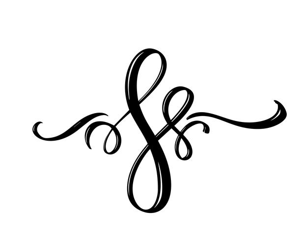 Vector floral calligraphy element flourish. Hand drawn divider for page decoration and frame design illustration swirl ornament. Decorative silhouette for wedding cards and invitations