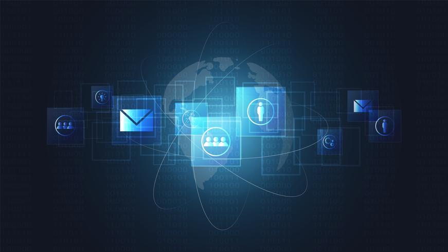 Global network connection, Digital circuit boards and icon background. vector