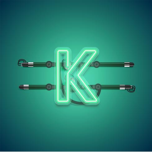 Realistic glowing green neon charcter, vector illustration