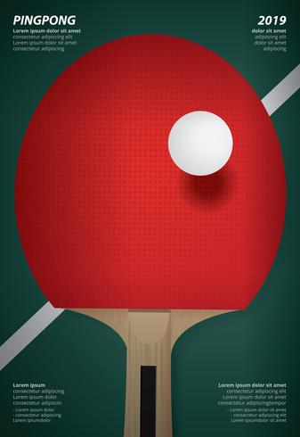 Ilustración de vector de plantilla de póster de pingpong