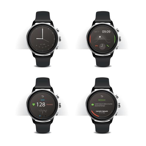 Reloj inteligente con pantalla digital set vector illustration