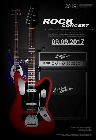 Guitar Concert Poster Background Template Vector Illustration