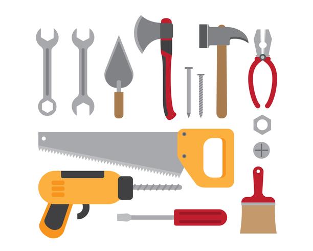 Vector illustration of construction working tools collection isolated on white background