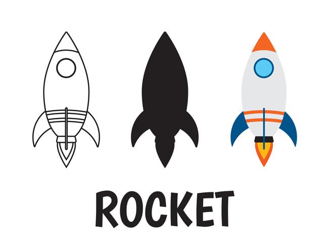 rocket logo icon set on white background vector