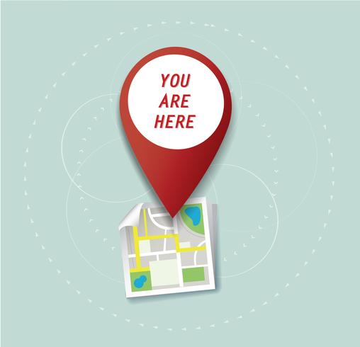 you are here, pin location icon and map vector, the concept of travel  vector