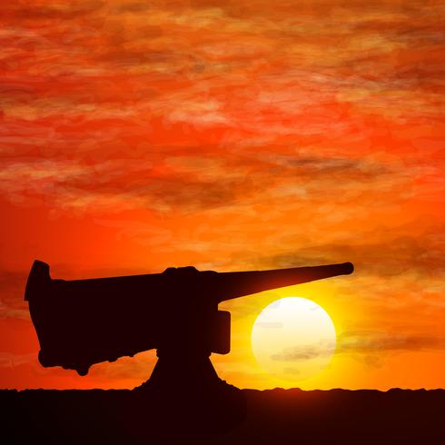 Silhouette of gun, the symbolize of the war. vector