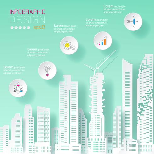 Infografía de negocios en concepto de construcción. vector