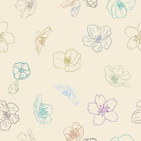 Sakura seamless pattern hand sketching. vector