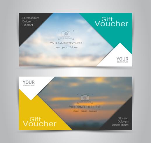 Gift certificates and vouchers, discount coupon or banner web template with blurred background. vector