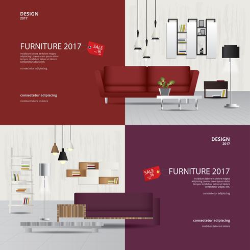 2 banner muebles venta diseño plantilla vector illustration