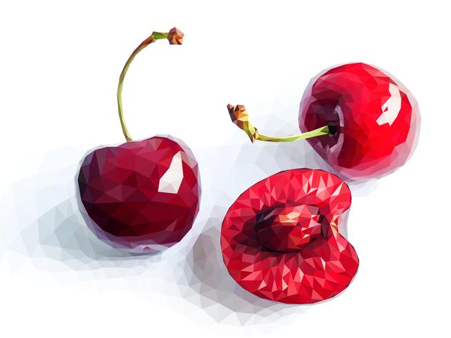 Vector art of red polygon cherry