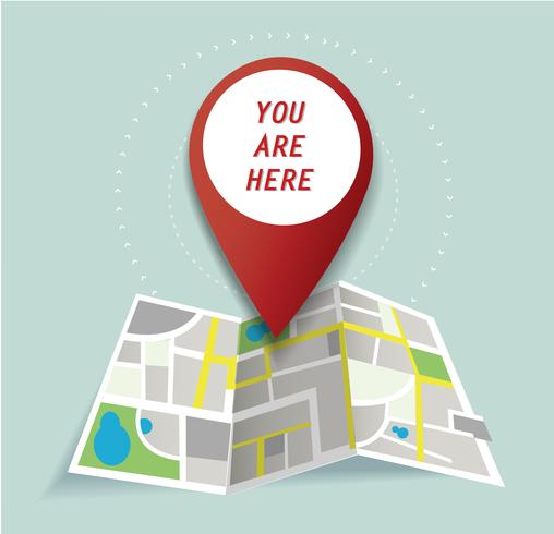 you are here, pin location icon and map vector, the concept of travel  vector