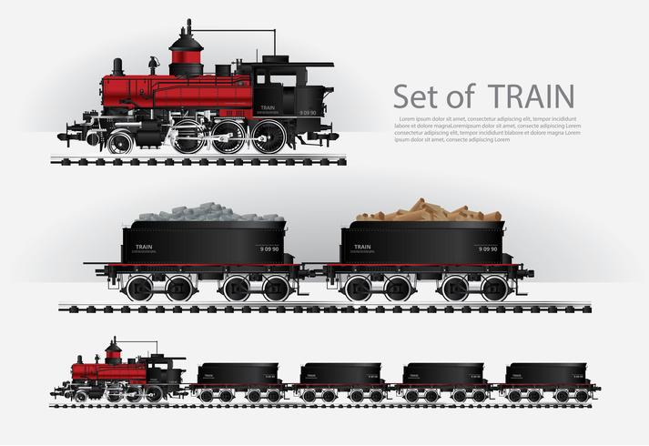 Tren de carga en una carretera de ferrocarril ilustración vectorial vector