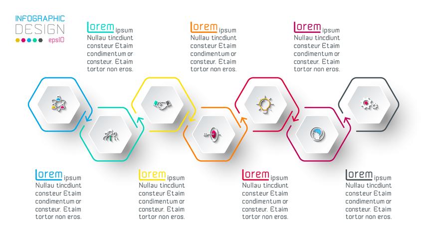 Hexágono inforgraphics sobre gráficos vectoriales. vector