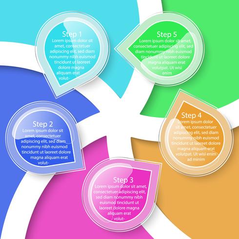 Colorful five labels transparency infographic. vector