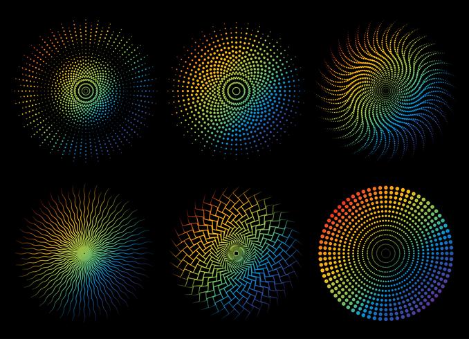 Collection of abstract colorful rainbow dot pattern element - Vector illustration