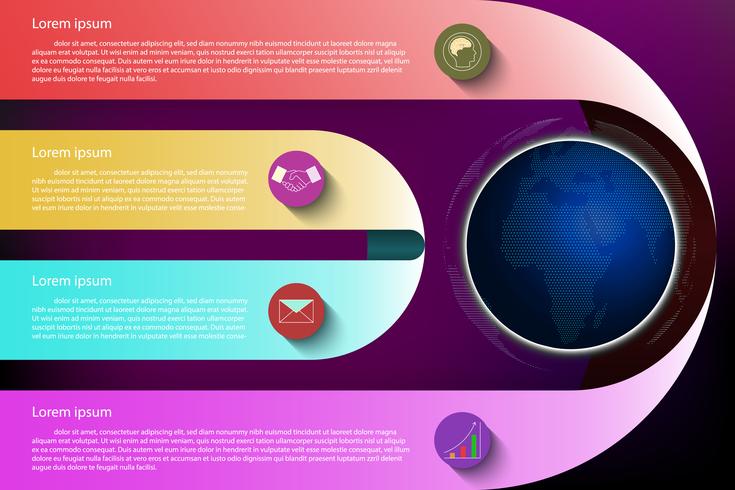 Infografía colorido sobre fondo oscuro. vector