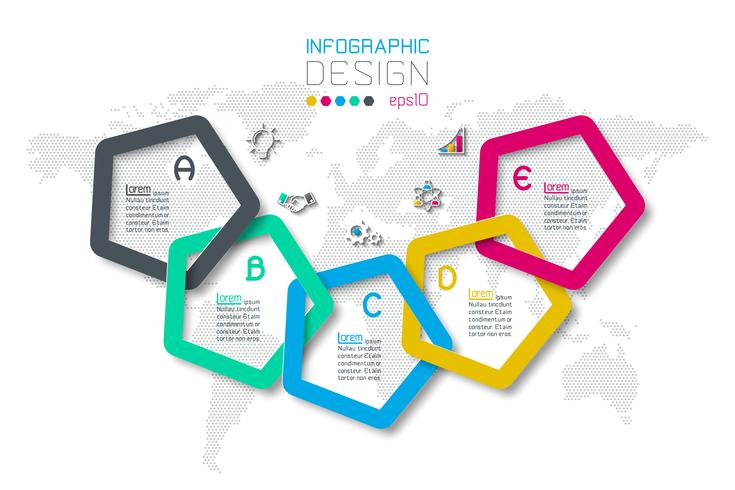 Opciones de paso de negocio y plantilla de opciones de número de infografía abstracta. vector